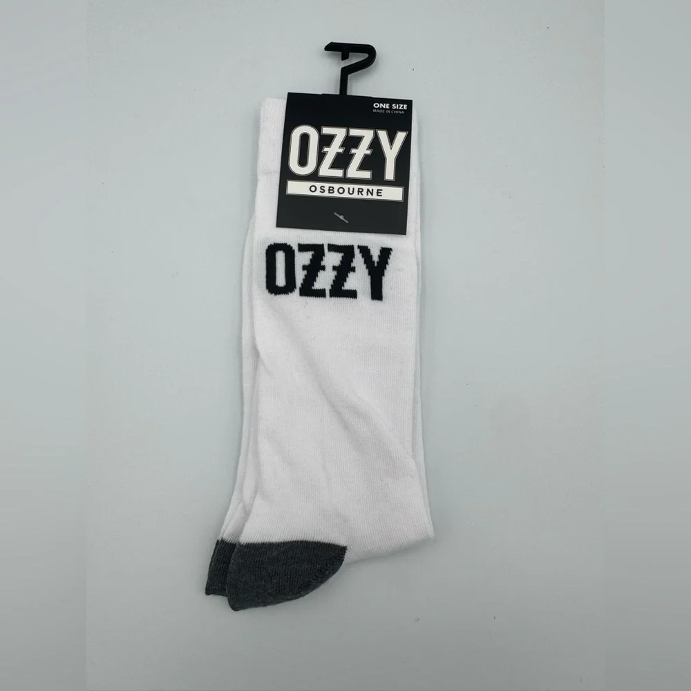 Ozzy‎ Osbourne Crew Socks White Black Logo Men's Size One Size NWT